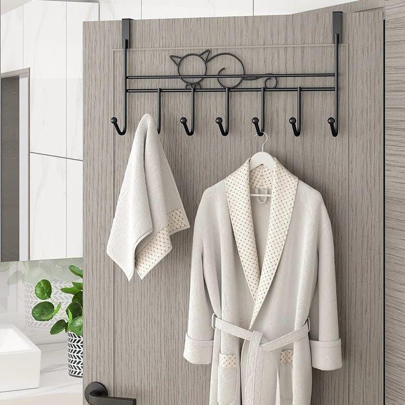 7 Hooks Over the Door Metal Hanger Rack