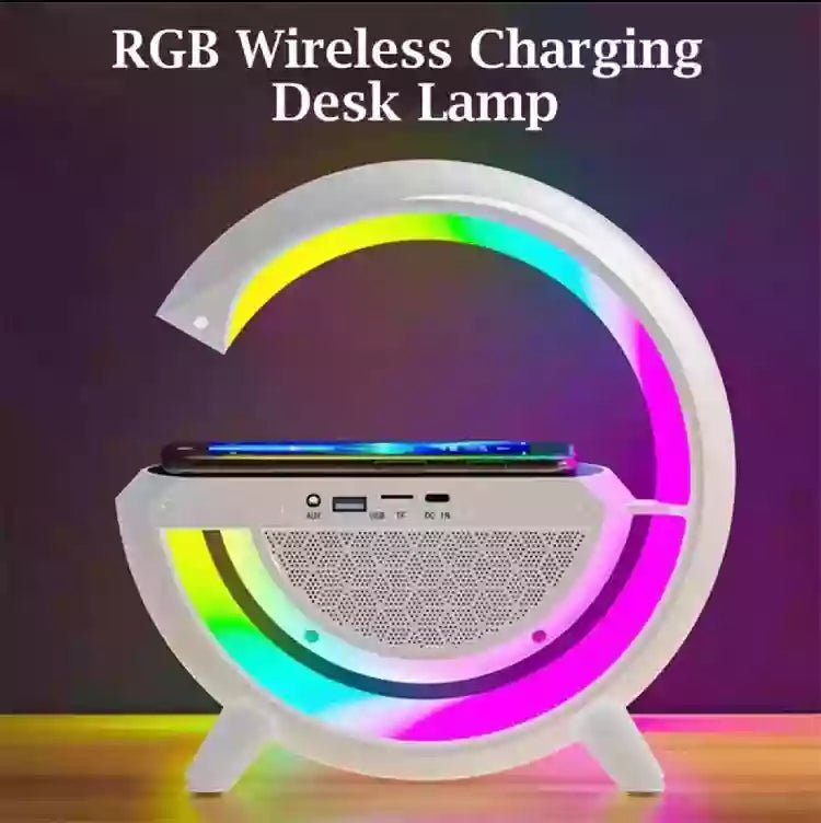 LED Smart RGB Ambient Night Light With Wireless Charger Bluetooth Speaker Music Sync Night Lamp - Jake Cart