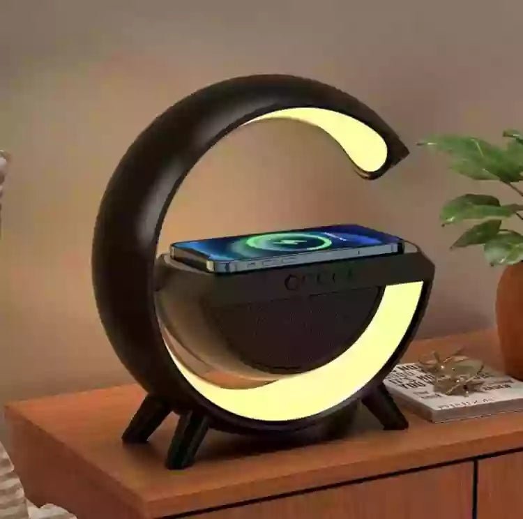 LED Smart RGB Ambient Night Light With Wireless Charger Bluetooth Speaker Music Sync Night Lamp - Jake Cart