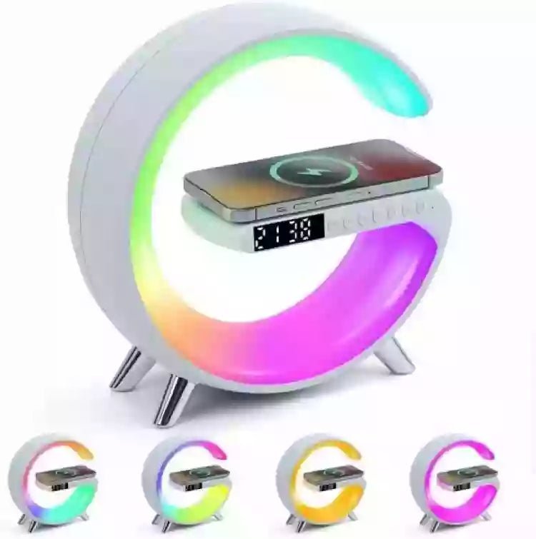 LED Smart RGB Ambient Night Light With Wireless Charger Bluetooth Speaker Music Sync Night Lamp - Jake Cart