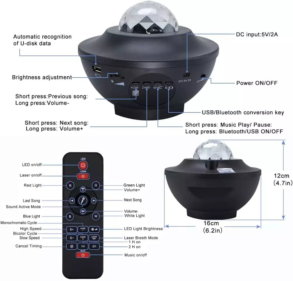 Smart Galaxy Sky Star Projector With Bluetooth Speaker - Jake Cart